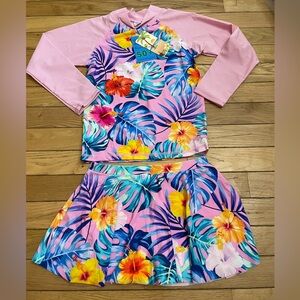 Tropical Floral Kids Swim Set Size 8